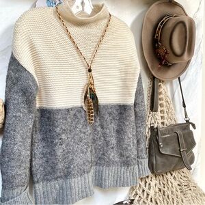 Anthropologie Two-Tone Turtleneck Sweater